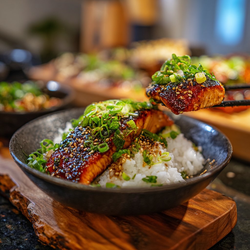 Teriyaki Salmon and Rice Bowls
