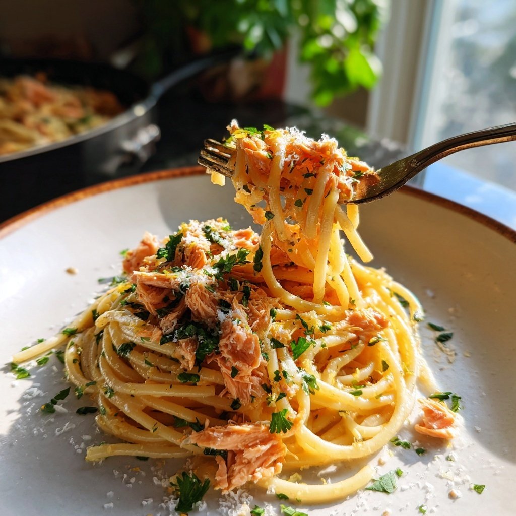 Spaghetti with Lemon Salmon